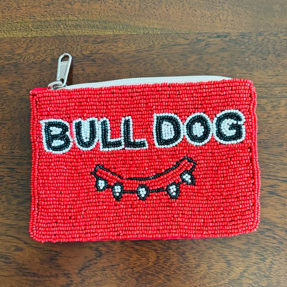 Red Beaded Bulldog Pouch/Wallet- NEW!